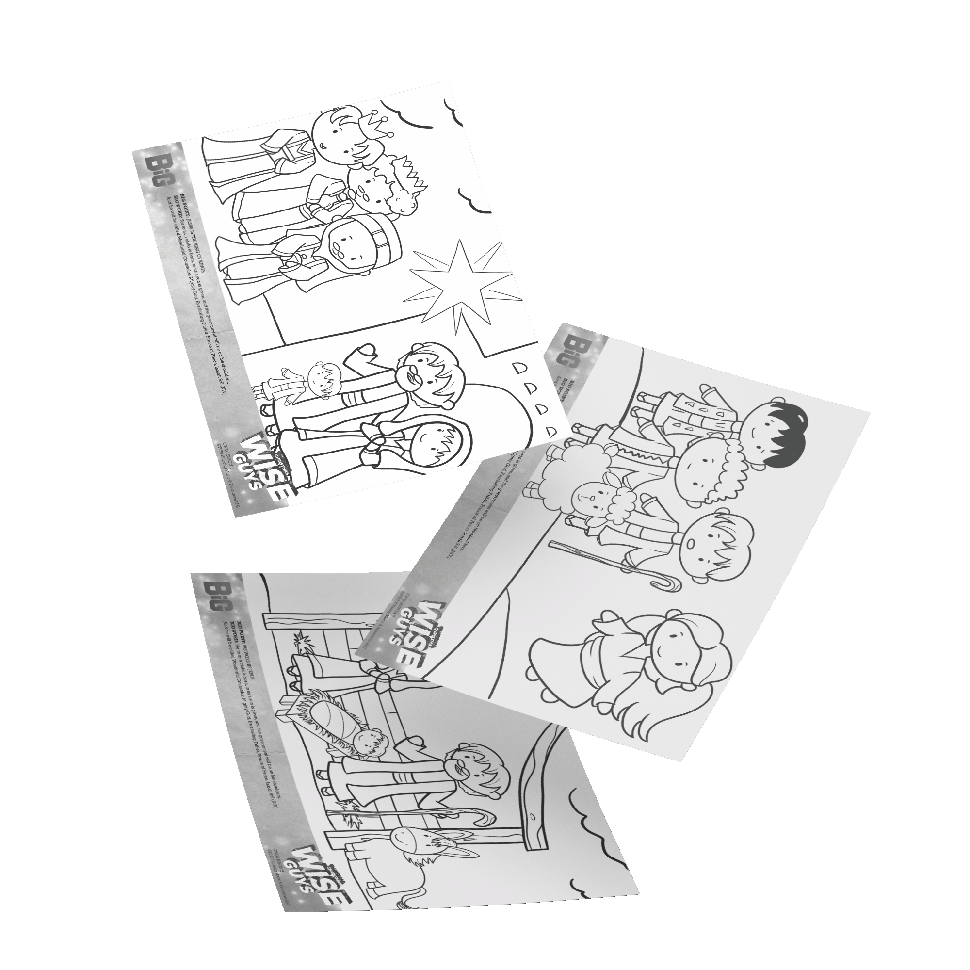 Christmas Wise Guys Colouring Pages